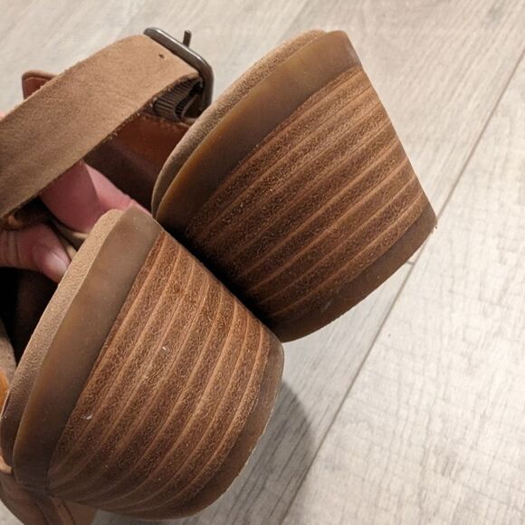 Lucky Brand Womens Farryn Low Heel Slingback Booties Size 8 M Tan leather Nubuck - Picture 7 of 12